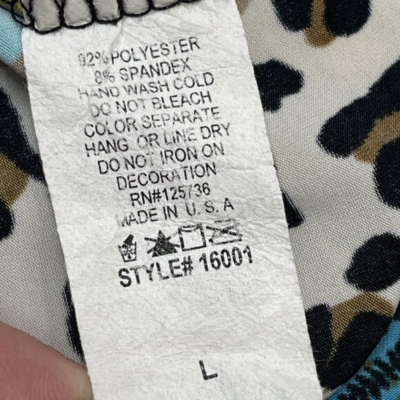 Vintage Y2K Indigo Six Top Womens L Babydoll Lace Trim Halter Mixed Print Jersey - Picture 4 of 7